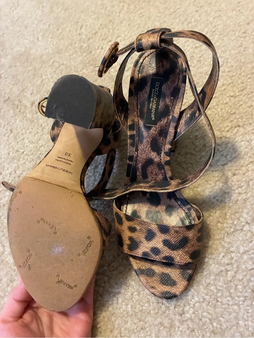 Dolce & Gabbana Leopard-Print Ankle-Tie Heels - Brown & Black